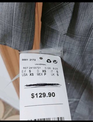 americana cuadros gris Talla S
