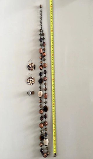 Conjunto étnico collar, pendientes y anillo