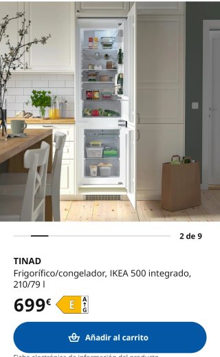 Frigorífico Congelador IKEA TINAD 210/79L 1 Año Us