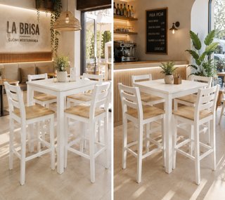 Taburete de bar de madera (mínimo 6)