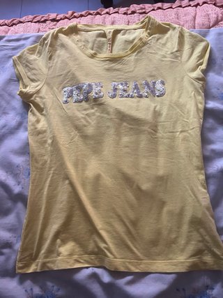 Camiseta Pepe Jeans Mujer Lentejuelas Amarilla