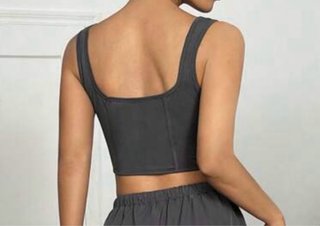 Crop top Shein estilo corsé gris