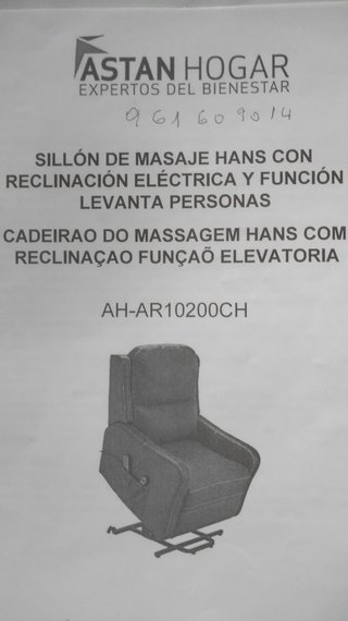 Sillón Masaje Reclinación Eléctrica Levanta Person