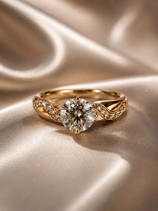 Anillo solitario de oro 14K con piedra