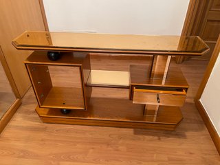 Mueble recibidor cristal y madera