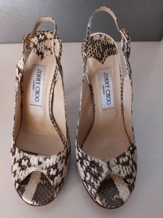 Sandalias Jimmy Choo Tacón Alto Piel Serpiente