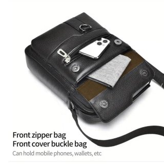 Bolso bandolera cuero sintético negro