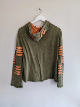 Sudadera con capucha verde y naranja Talla M