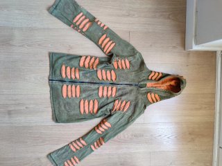 Sudadera con capucha verde y naranja Talla M