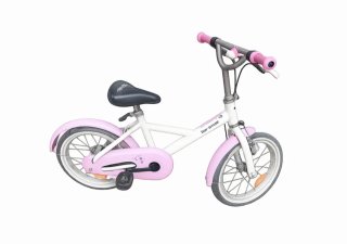 Bicicleta infantil rosa y blanca