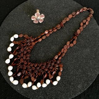 Conjunto Gargantilla semillas y Anillo esmaltado