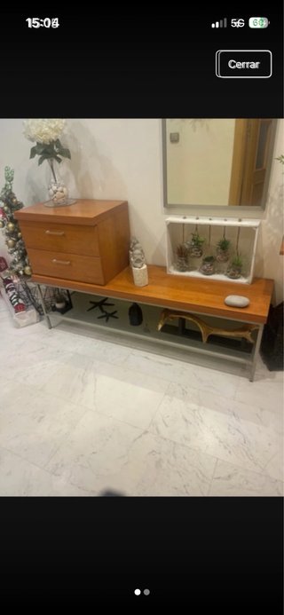 Mueble recibidor entrada madera y metal