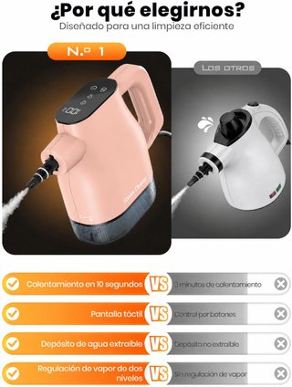 Limpiador a Vapor Portátil 10s Calentamiento 1350W
