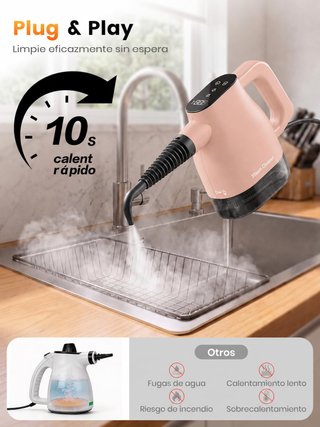 Limpiador a Vapor Portátil 10s Calentamiento 1350W