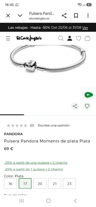 Pulsera Pandora Original Plata