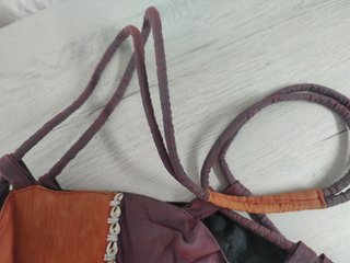 Bolsa de playa étnica naranja y morada