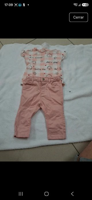 Conjunto bebé niña top y pantalón rosa
