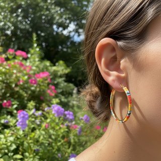 Pendientes Aro Abalorios Multicolor