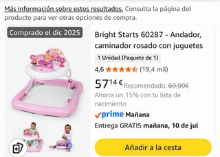 Andador bebé niña rosa