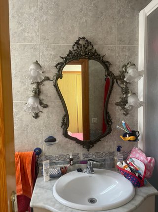Conjunto Baño Vintage Bronce Metal y Cristal