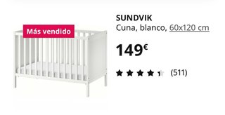 Cuna SUNDVIK blanca 60x120 cm