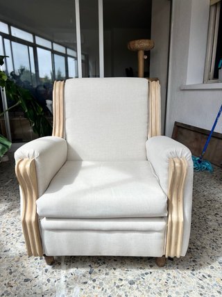 Sillón Butaca Beige Madera