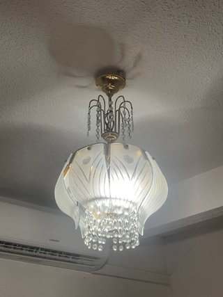 Lámpara Techo Vintage Cristal Metal Años 70