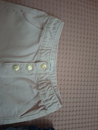 Shorts niña rosa botones dorados y en vaquero