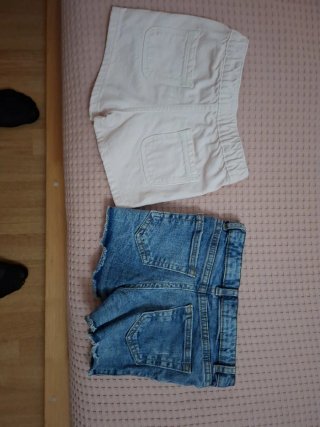 Shorts niña rosa botones dorados y en vaquero