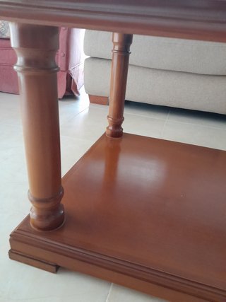 Mesa centro madera maciza y cristal