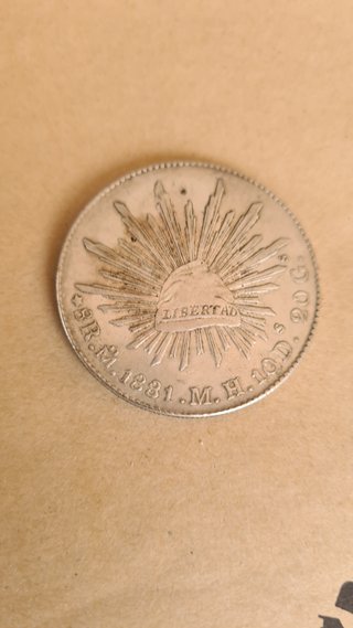 Moneda Antigua Libertad 1881 8 reales mexico