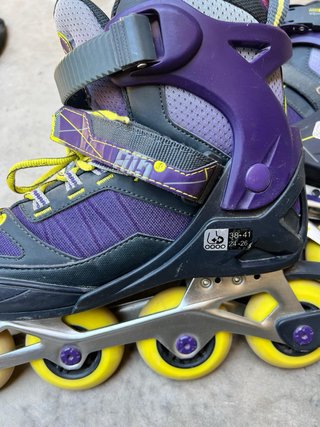 2 pares patines en línea morados y negros