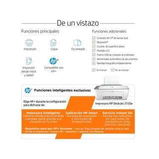 HP DeskJet 2720e impresora multifunción color wifi