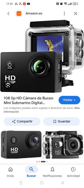 Cámara de acción HD 1080P para buceo