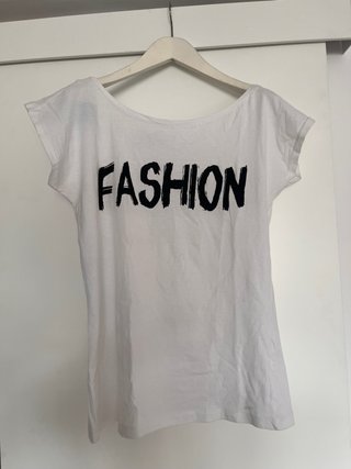 Camiseta blanca escote barco Algodon Largo 66 cms