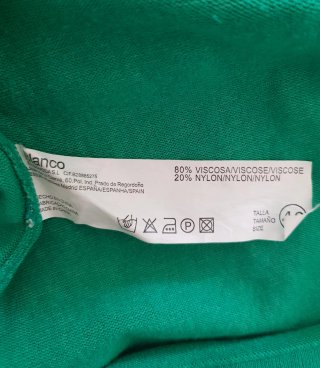 Vestido de punto verde con cinturón, talla XS/S
