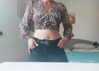 Zara Top Crop Stampa Animalier Tg S