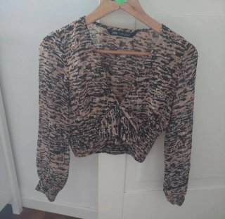 Zara Top Crop Stampa Animalier Tg S