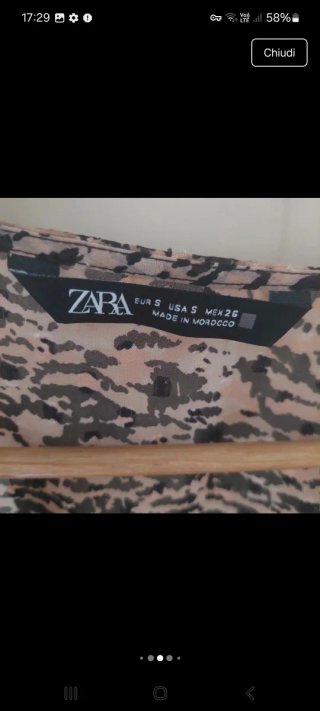 Zara Top Crop Stampa Animalier Tg S