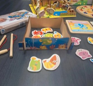 Lote Juguetes Madera Puzzles y Pesca