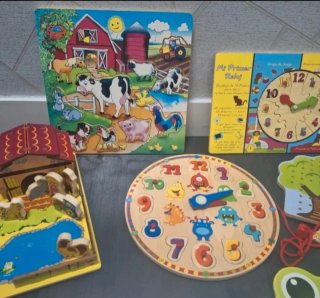 Lote Juguetes Madera Puzzles y Pesca