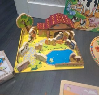 Lote Juguetes Madera Puzzles y Pesca