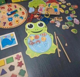 Lote Juguetes Madera Puzzles y Pesca