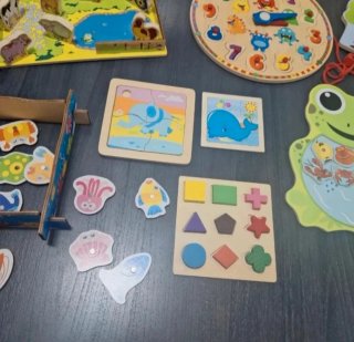 Lote Juguetes Madera Puzzles y Pesca