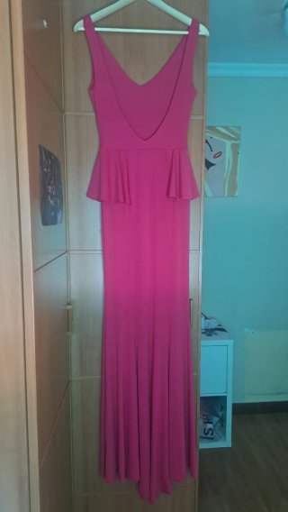 Vestido elegante largo rosa fucsia