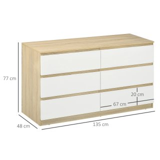 Cassettiera 6 Cassetti Moderna in Legno, 135x48x77
