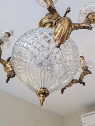 Lámpara de Cristal de Bohemia Dorada.