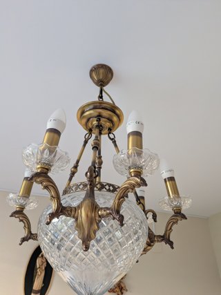 Lámpara de Cristal de Bohemia Dorada.