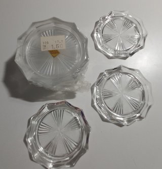Lote 9 posavasos cristal prensado antiguos
