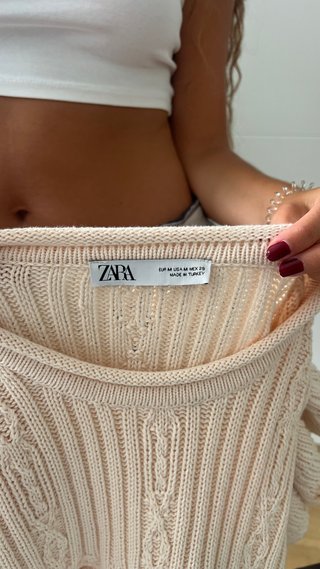Jersey beige mujer con volantes